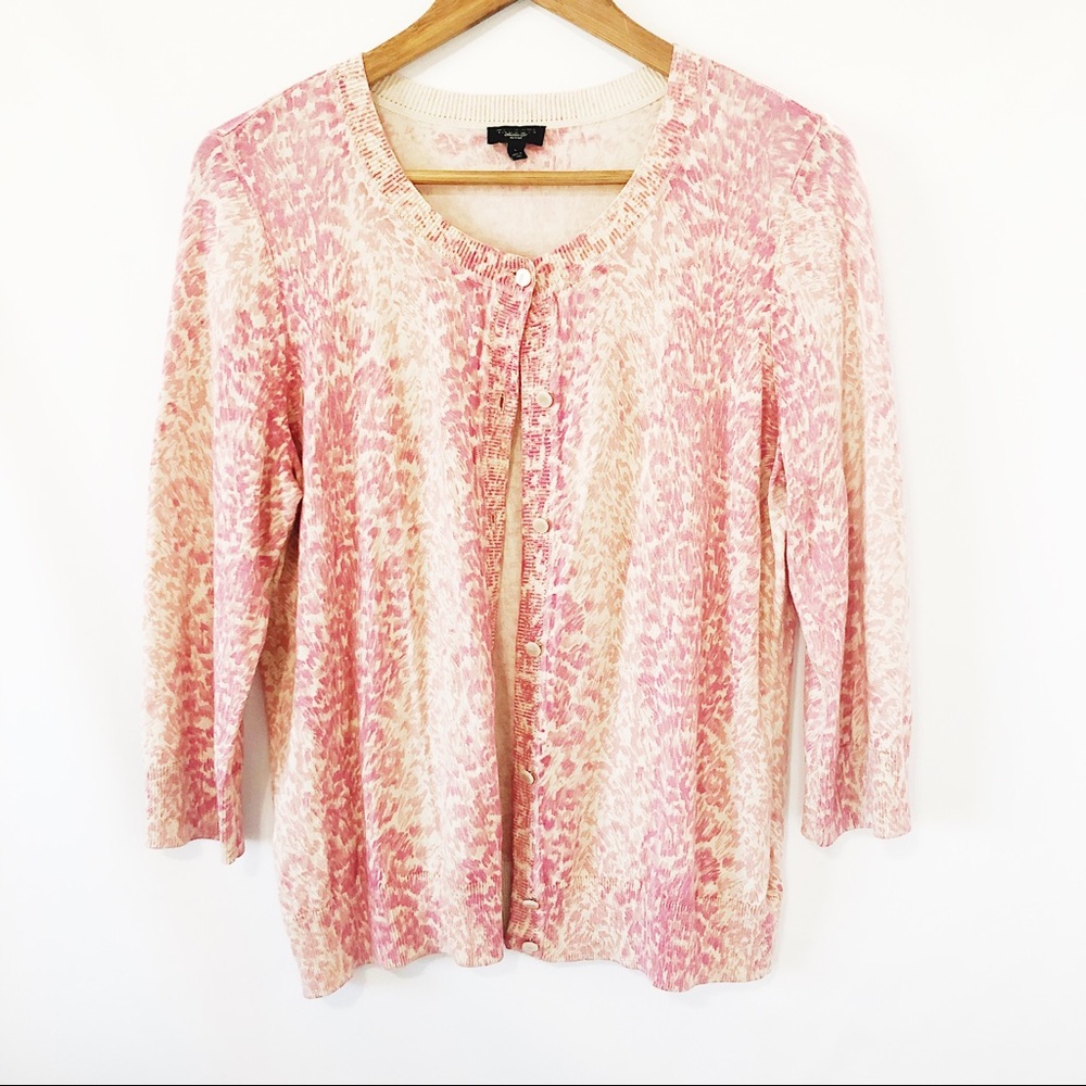 Talbots Pink & Cream Cardigan